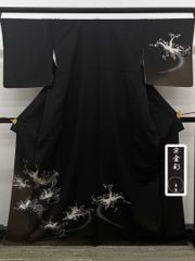 風通織 全通 洒落袋帯 両面袋帯 リバーシブル 百合 花 正絹 Q1046