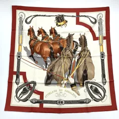 HERMES（エルメス） 弓形連結 カレ90 シルク スカーフ ワインレッド×アイボリー