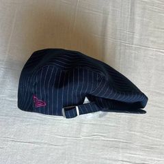 90s vintage OLD ROXY 록시 MADE IN USA 미국제 네이비×화이트 얇은 스트라이프 무늬 헌팅 캐스켓 모자 원포인트 하트로고 자수 스트리트 Y2K 팬키시 그런지 서프 서해안 개성파 1점물