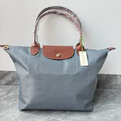 ✨ LONGCHAMP ル・プリアージュ 長柄トートバッグ スレートグレー 新品未使用 タグ付き 大容量 通勤 ショッピング 折りたたみ可能 レディースバッグ-S-M-L