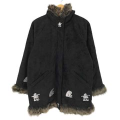 ユーズドフルギ USED古着 NORTHERN LIFESTYLES リアルファー スエード調 フーデットコート レディース JPN：M 