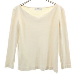 green label relaxing グリーンレーベルリラクシング 日本製 長袖 ライドリブ Vネック セーター ホワイト ニット レディース 古着