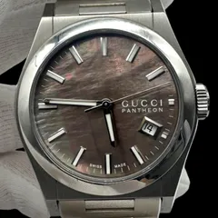 新品電池稼働 良品 GUCCI グッチ パンテオン 115.4 ブラックシェル文字