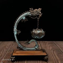 구리 세공 아야렌 연화 용 조리식 향로 도류향 장식품 현대 공예품 미술품 입상