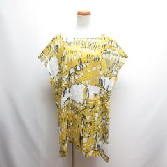 ヒロココシノ HIROKO KOSHINO カットソー チュニック 半袖 花柄 ブルー 