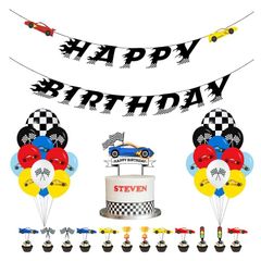 【新品】 Lumierechat 誕生日 バースデー 飾り付け 飾り 装飾 男の子 車 くるま 乗り物 バルーン 風船 ガーランド セット a-b4899(レースカーセット) 0