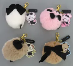 【中古】キーホルダー 全4種セット ふわふわ尻尾付きアクリルチャーム 「Lil ala mode ファンシー ブラックくじ」 D賞
