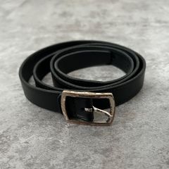 【SAINT LAURENT】Saint Laurent Men's Belt, Black Leather, Silver Buckle, Logo Engraved, Business, Formal, Suit, Casual, Gentleman's Belt
