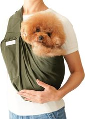 mujina ペットスリング 抱っこ紐 犬用 スリング バッグ キャリーバッグ オリーブグリーン Mサイズ 10kgまで対応 ポケット付き 幅広ショルダー