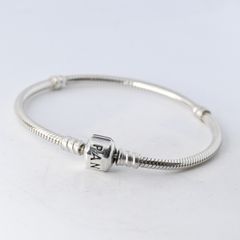 [연마 완료] PANDORA Barrel Clasp Snake Chain Bracelet 18cm 팔찌 미품 판도라 실버 925