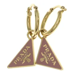 PRADA (プラダ) トライアングルロゴ ピアス フープ ゴールド×ピンク