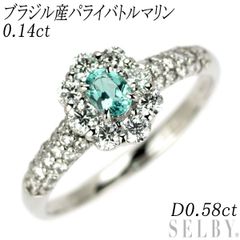 Pt900 브라질산 파라이 배틀마린 다이아몬드 링 0.14ct D0.58ct 플라워