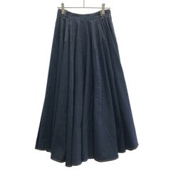 ALAIA アライア 24SS ストレッチプリーツデニムスカート AA9J04614T573 インディゴブルー 34