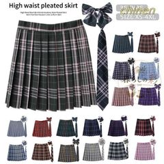制服 学生制服スカート 3点セット 蝶結び+ネクタイ+スカート35タイプ チェック柄プリーツスカート(スクール・制服)　女子高生スカート レディース 高校生