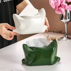 アート ティッシュボックス 陶器製 テーブル設置用 デスクトップ収納 ティッシュケース 家庭用 リビング ダイニング テレビ台 中央設置用 モダンデザイン ティッシュ収納 ペーパー整理 おしゃれ雑貨