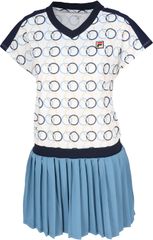 新品 FILA TENNIS(フィラ テニス) テニス レディース 半袖 ワンピース リングプリント ウエストゴム ワンピース 吸水速乾機能 UVカット加工 EL0203 オフホワイト M