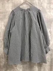 美品 DONOBAN ドノバン ギンガムチェック ボリューム袖 7分袖 シャツ sizeF/白×黒 ■◇ レディース