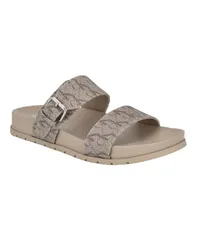 カルバンクライン レディース シューズ サンダル Calvin Klein Womens Landesa SlipOn Casual Sandals Dark Natural Logo