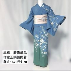 美品】東レ シルック 単衣 紗紬風 小紋 洗える着物 薄物 着物単品 