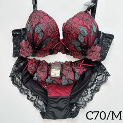 10607WI C70/M 上下セット ワインレッド 脇高ブラ sanei 【匿名配送/新品未使用/送料込み】