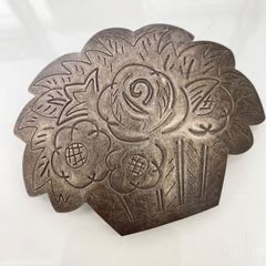 imac イマック フランス製 バレッタ メタル 花柄 バラ レリーフ