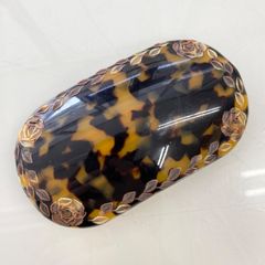 imac イマック フランス製 バレッタ べっこう バラ 花柄 リーフ 葉っぱ ブラウン