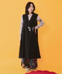 ScoLar(スカラー）2柄展開 レース袖シャツワンピース オフホワイト