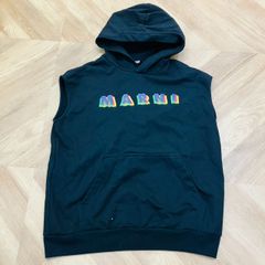 ◆ MARNI マルニ ノースリーブ パーカー フーディー ブラック ロゴプリント メンズ Mサイズ ai KBB