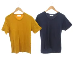 フォーワンセブンバイエディフィス 417byEDIFICE 2点セット Tシャツ カットソー Vネック 半袖 紺 ネイビー ゴールドカラー 無地 /TLのサムネイル