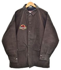 US US古着 90s 00s CROWN JURASSIC PARK Duck Jacket ジュラシックパーク ダック地 カバーオール ジャケット 刺繍 S ジャケット ブラウン Sサイズ 103MT-5219