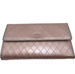 CHANEL シャネル ビコローレ 三つ折長財布 ブロンズ/シルバー レザー