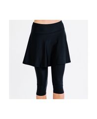 칼립사 여성 수영복 하의 전용 캡 레깅스 Calypsa Womens Chlorine Resistant High Waisted Fla red Swim Skort Wit