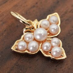 SALE❣️18金 クロス ベビーパール ルビー ペンダント ELLE フラワー