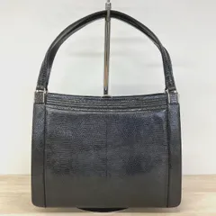 リザード型押し ハンドバッグ/トートバッグ ブラック シルバー金具 レディース 鞄[OL01307]