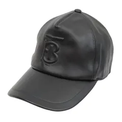 バーバリー TBロゴ レザー キャップ 8020234 ユニセックス ブラック BURBERRY【中古】 【アパレル・小物】