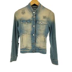 ドルチェアンドガッバーナ DOLCE&GABBANA イタリア製 VINTAGE ヴィンテージ ダメージ加工 スタンドカラー デニム ジャケット レディース  36