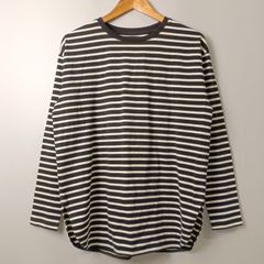 シップスエニィ SHIPS any 『吸水速乾』ラウンド ヘム ロング スリーブ ワイド TEE F ブラック・ホワイト 黒・白 ボーダー