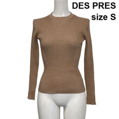 ◆ デプレ DES PRES リブニットセーター 長袖 クルーネック スリムフィット トップス ベージュ ウール混 毛混 S 7号 レディース S6J042