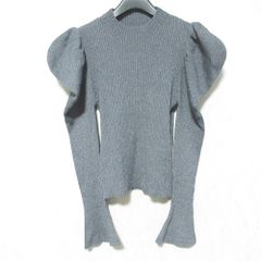 美品 Her lip to ハーリップトゥ Volume-Sleeve Glitter Knit Top ボリュームスリーブ グリッターニット 1234202145 サイズS グレー レディース 古着 中古 USED