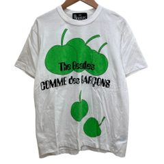 美品 COMME des GARCONS コムデギャルソン AD2025 The Beatles Cdg T-SHIRT アップルロゴ プリント Tシャツ VZ-T053 Lサイズ ホワイト レディース 古着 中古 USED