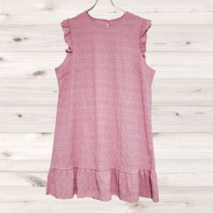 A2078 ヴィンテージ Vintage チュニック ワンピース(3L 2XL) ピンク ボーダー 総柄 Uネック