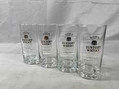 SUNTORY サントリー　WHISKY ウイスキー　EXTRA WHITE　グラス　4点セット　まとめ売り　コップ　ガラス　酒器　お酒　酒　スコッチ　ハイボール　昭和レトロ　昭和　レトロ