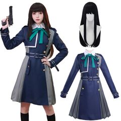 CR ROLECOS 리콜리스 리코일 코스프레 긴키 치다카 이노우에 타키나 가발 리코리코 Lycoris Recoil cosplay 애니메이션 코스프레 의상 할로윈 의상 이벤트 가장 유니폼 촬영회 (이노우에 타키나,M)