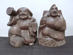縁起物！【恵比寿大黒組　戎　七福神　木彫り】◆仏像　仏具　家庭にて飾って　佛　仏 縁起物☆【恵比寿大黒組 戎 七福神 木彫り】◇家庭に 仏像 仏様