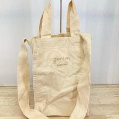 genten ゲンテン キャンバス 2WAY トートバッグ/ショルダーバッグ アイボリー系 ロゴ刺繍 SINCE 1999 帆布[ON02002]