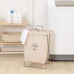 32810 ランドリーバスケット 洗面所 脱衣所 収納かご 折りたたみ ナチュラル 取っ手付き アイボリー 洗濯かご 省スペース