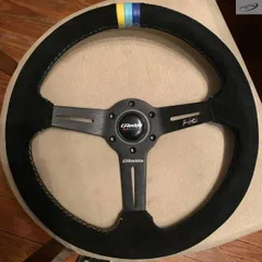 14inch/350mm /Leather Car Sport Racing Steering Wheel with 3 Color Stitching