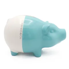 TIFFANY＆Co. ティファニー 貯金箱 ピギーバンク ブタ ブルー×ホワイト