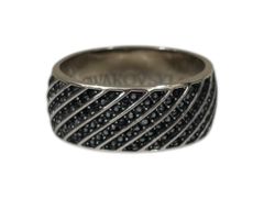 Swarovski (スワロフスキー) リング ブラック ラインストーン 指輪 シルバー メンズ/078