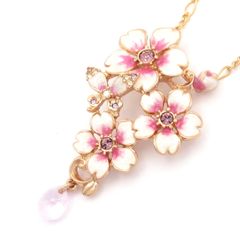 ANNA SUI necklace, excellent condition - pink gold x white, flower/butterfly/rhinestone design.